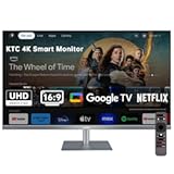 KTC 32 Inch 4K Smart Monitor, Google System UHD (3840x 2160) Smart Monitor with Speakers, Netflix Licensed, Type-C 65W PD, WirelessDisplay, HDR, Bluetooth, Hey Google Voice Remot, VESA Support, A32Q8