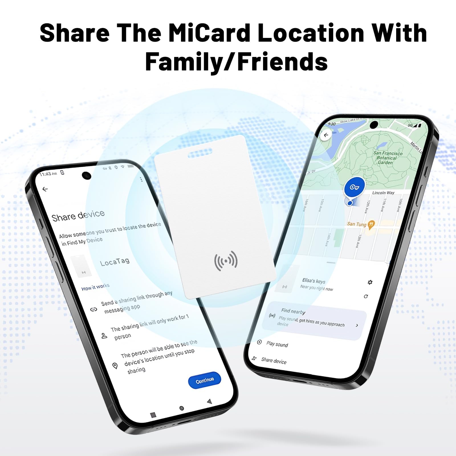 Wallet Tracker Android Ricaricabile Senza Cavo IP68 Impermeabile Compatibile Google Trova il Mio Dispositivo