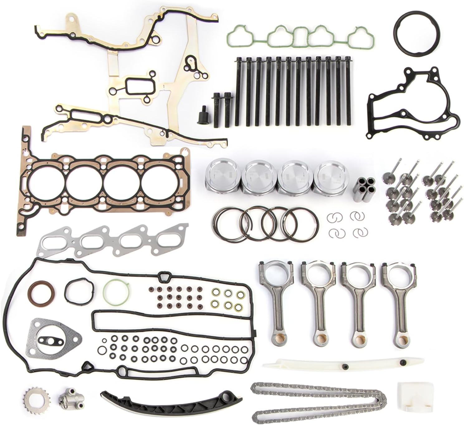 1.4L Engine Rebuild Kit w/Cylinder Head Gasket Pistons Connecting Rods Fits for Buick Encore 13-16, Chevy Cruze 11-15/ Sonic 12-16/ Trax 13-16 1.4L Turbo 16-Valve OE 25195032 55568831 55570170