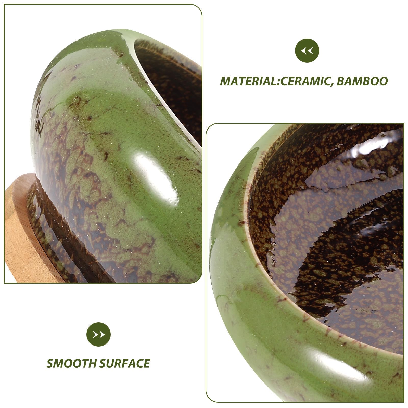 Mikinona 2 Ensembles Pot de Fleurs Succulentes en Soucoupe Bambou