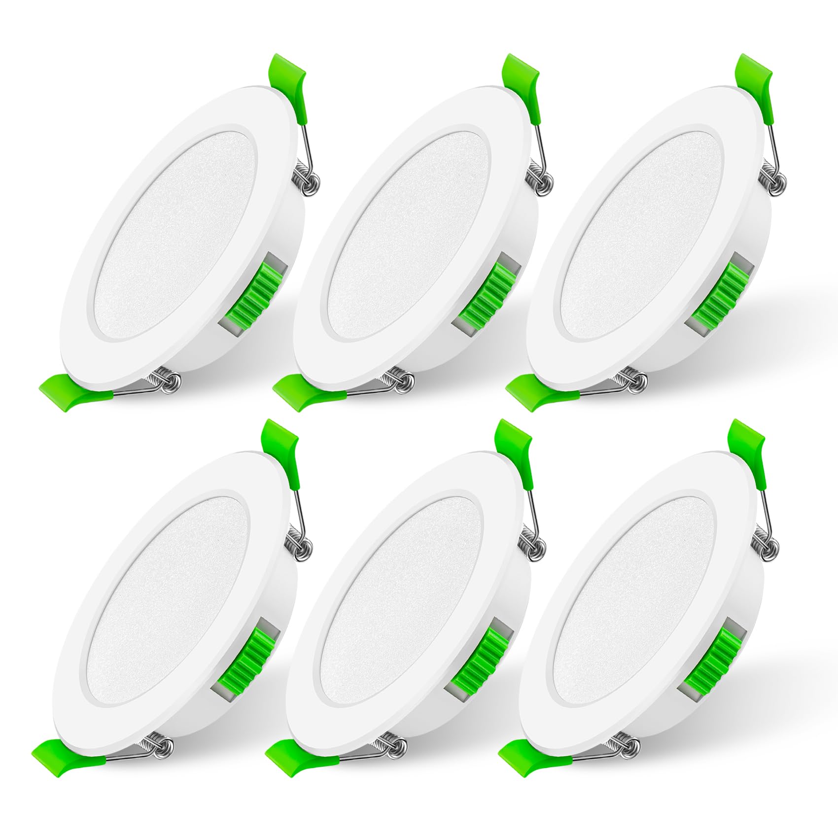 Mizlay 6PCS Led Recessed Ceiling Downlights 4W Dimmable 3CCT 88mm(Cut 68-75mm), IP44 Bathroom Spot Lights, LED Ceiling Spotlights Warm Natural Cool White Adjustable, AC220-240V Round White