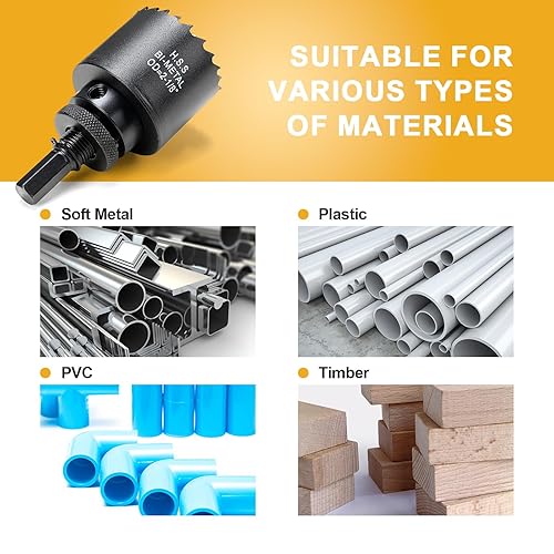 Vista 74 de Sierra perforadora de 2 3/4" (70 mm) para madera y plástico, broca de núcleo de cortador de agujeros bimetálico HSS para paneles de yeso, tableros