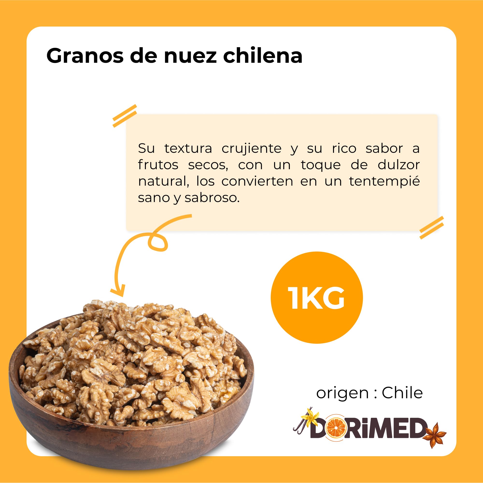 Nueces gran calibre 1kg Natural Sin sal Dorimed