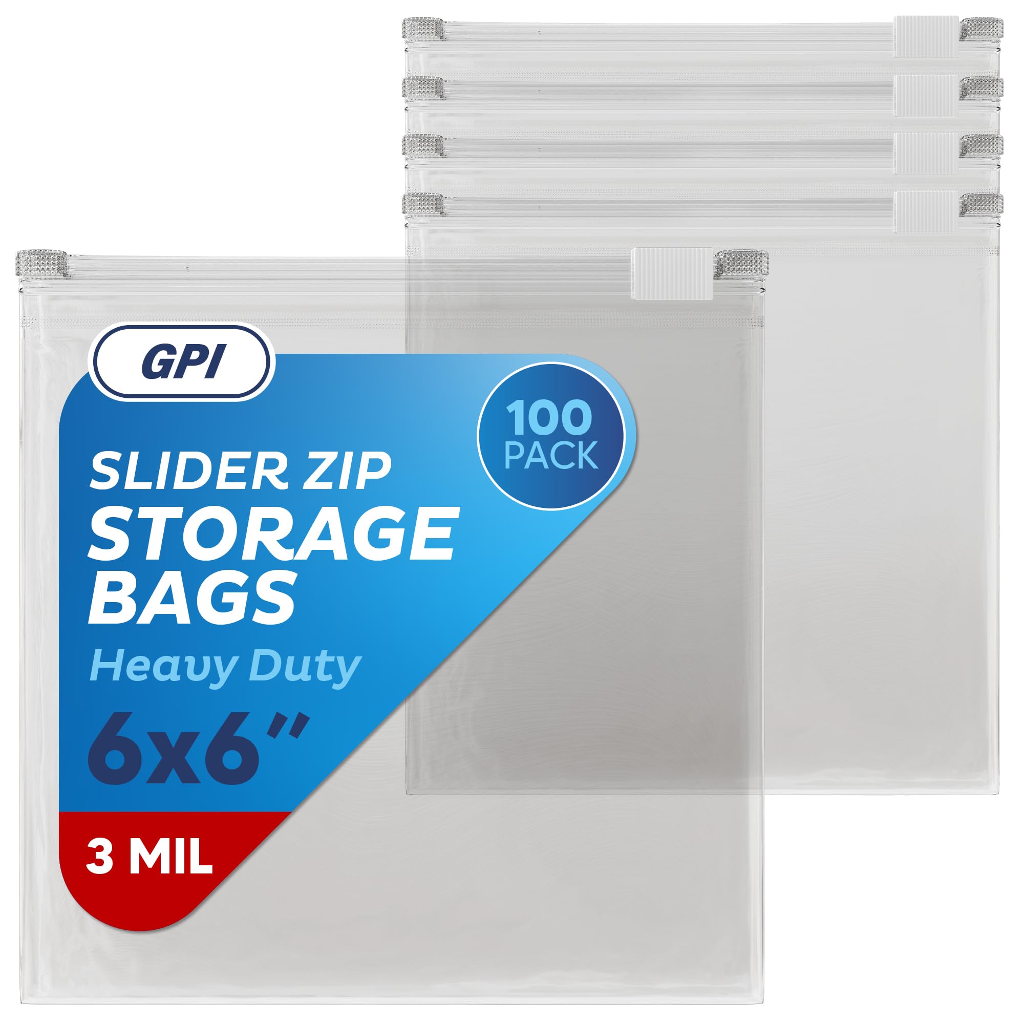 Photo 1 of 100 Count - Slider Zip Food Storage Sandwich Bags, 6" x 6" (1 Pint) 3 Mil Heavy Duty, Strong & Durable For Freezer Storage, For Sandwiches, Snacks & More. GPI