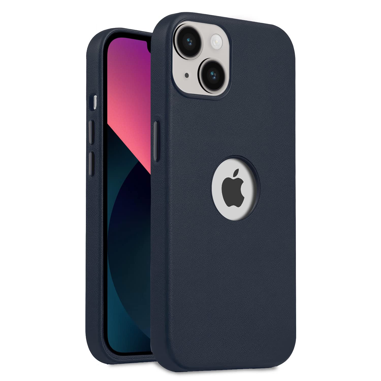 Pikkme Back Cover Premium Vegan Leather Texture Bumper Case Logo Cut Cover for iPhone 13 (Ink) (B0D2BCCL46) Amazon Price History, Amazon Price Tracker