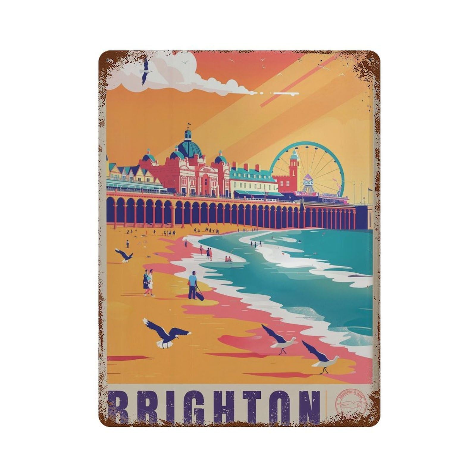 xiaoxiaoshen Brighton England Travel Seaside (2) Wall Decor Art Metal Tin Poster Modern Home Decor Art Home Bar Shop Decorations Vintage Sign 40x30cm