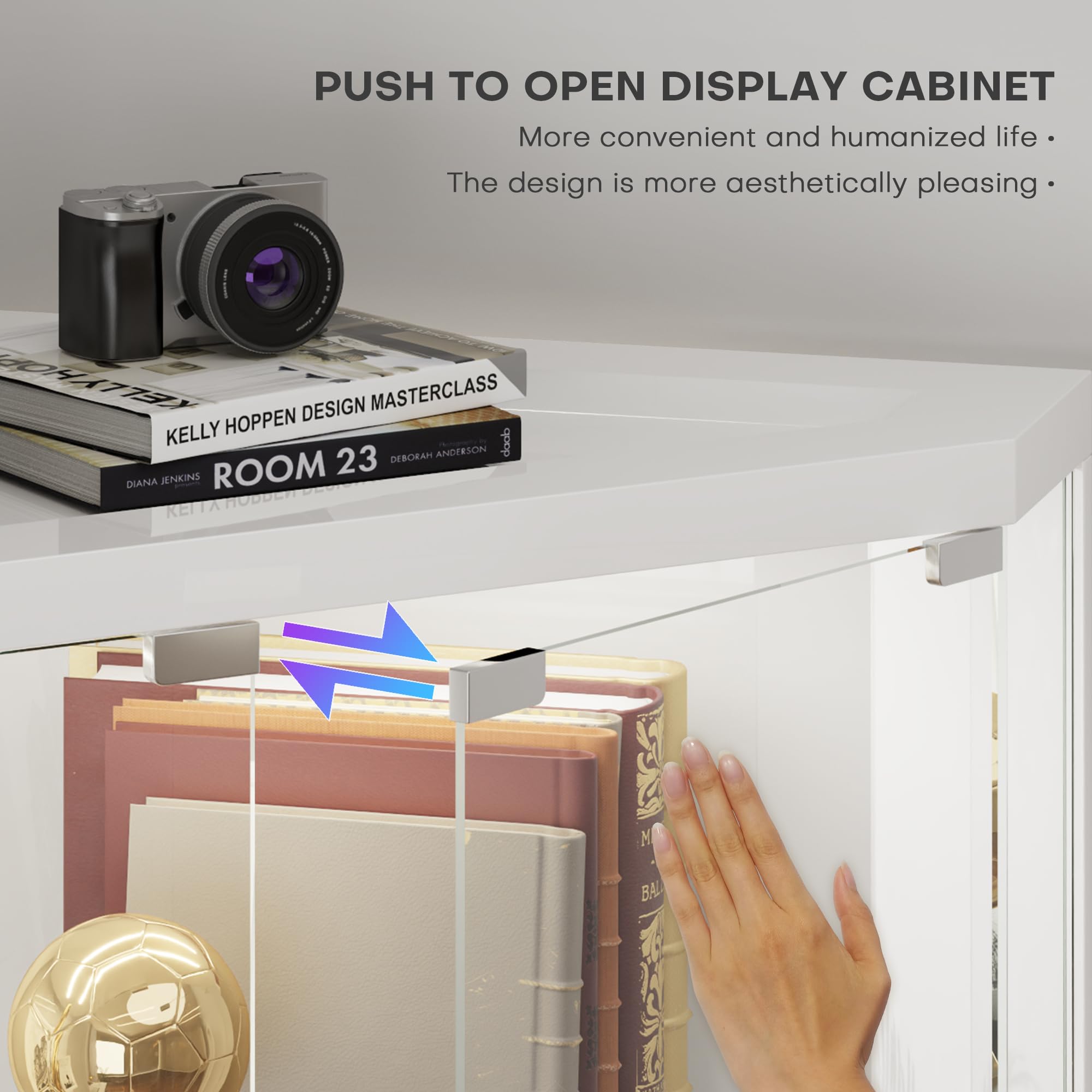 175 CM Vitrina de Esquina - con RGB Color de Luces y Sensor de Movimiento para Estar,Vitrina de Cristal con 3 Estantes Ajustables&5 Capas para Salón,Expositora para Coleccionista,Blanco