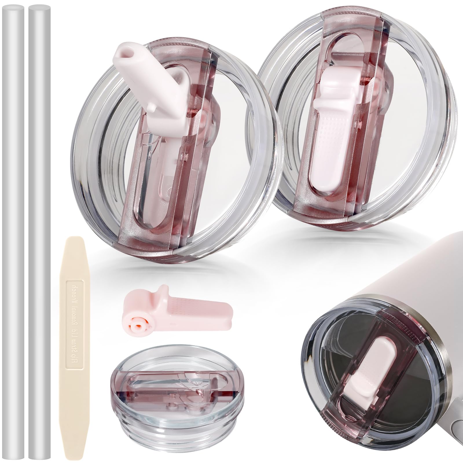 14 oz Flip Straw Lid Replacement for Stanley Cup Accessories 2 Pack Leakproof Spill Proof Tumbler Lids Cover