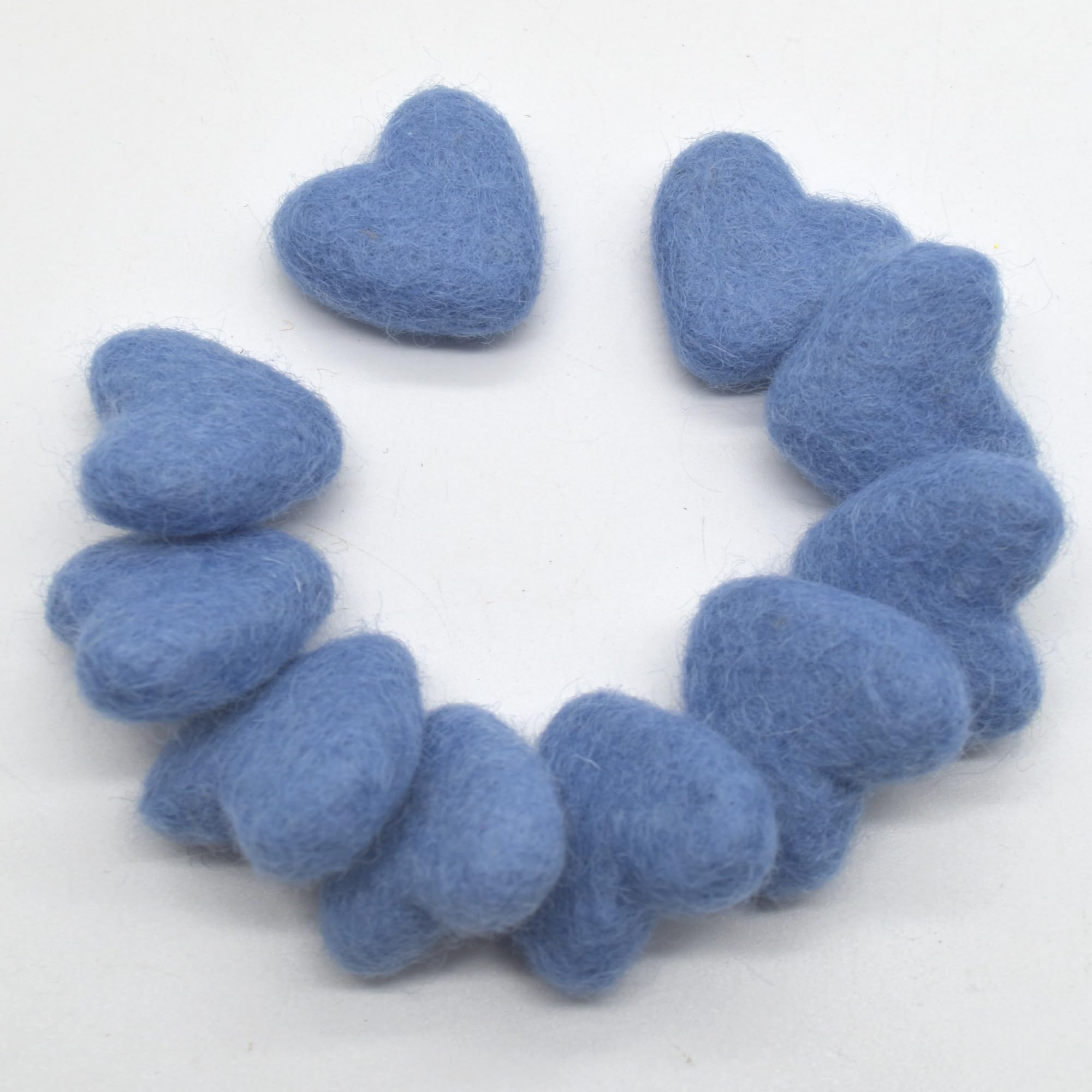 100% Wool Felt Hearts - 3cm - 10 Felt Hearts - French Blue