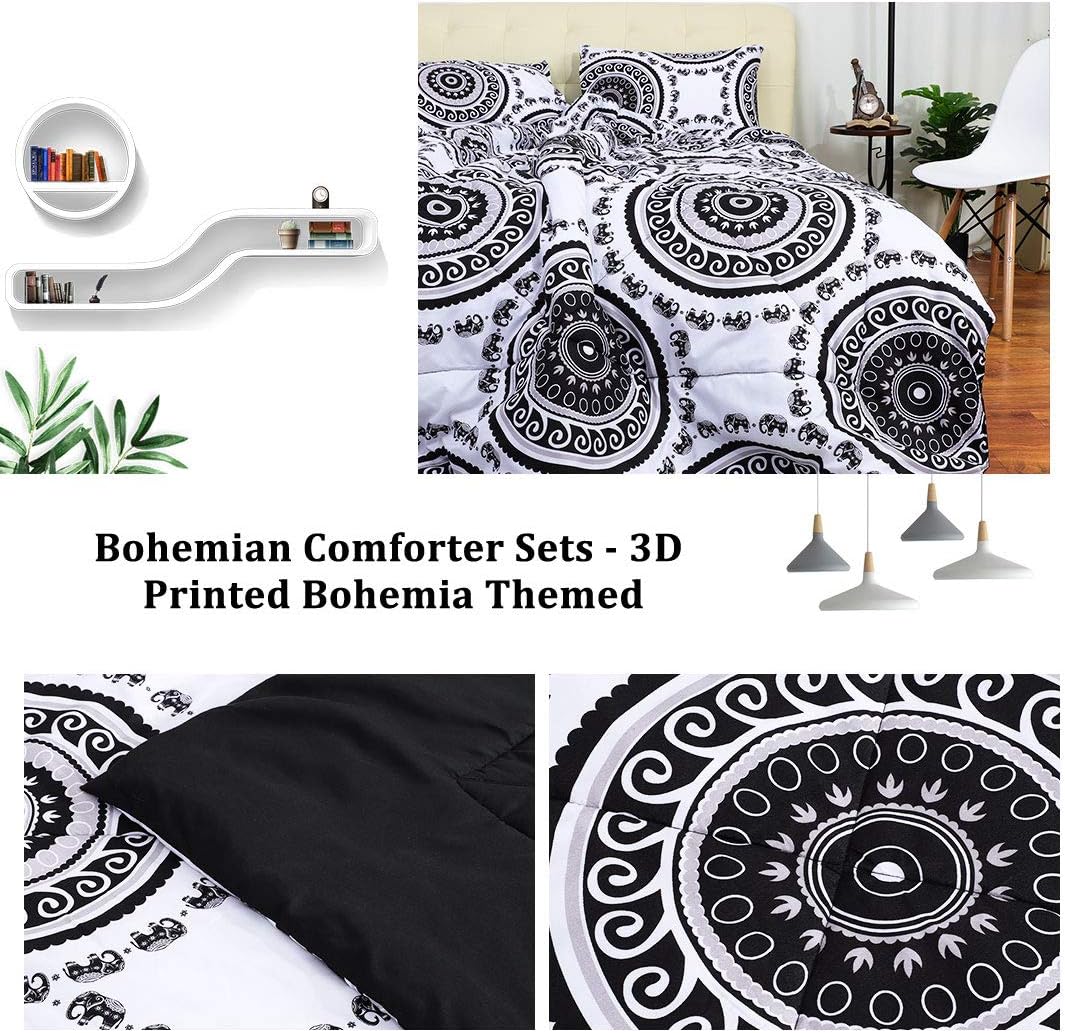 Black Friday - 50% OFF uxcell Queen 3-Piece Bohemian Comforter Sets - 3D Printed Bohemia Themed - All-Season Down Alternative Quilted Duvet - Reversible Design - Includes 1 Comforter, 2 Pillow Cases White Weekly Top Sale uxcell Queen 3-Piece Bohemian Comforter Sets - 3D Printed Bohemia Themed - All-Season Down Alternative Quilted Duvet - Reversible Design - Includes 1 Comforter, 2 Pillow Cases White