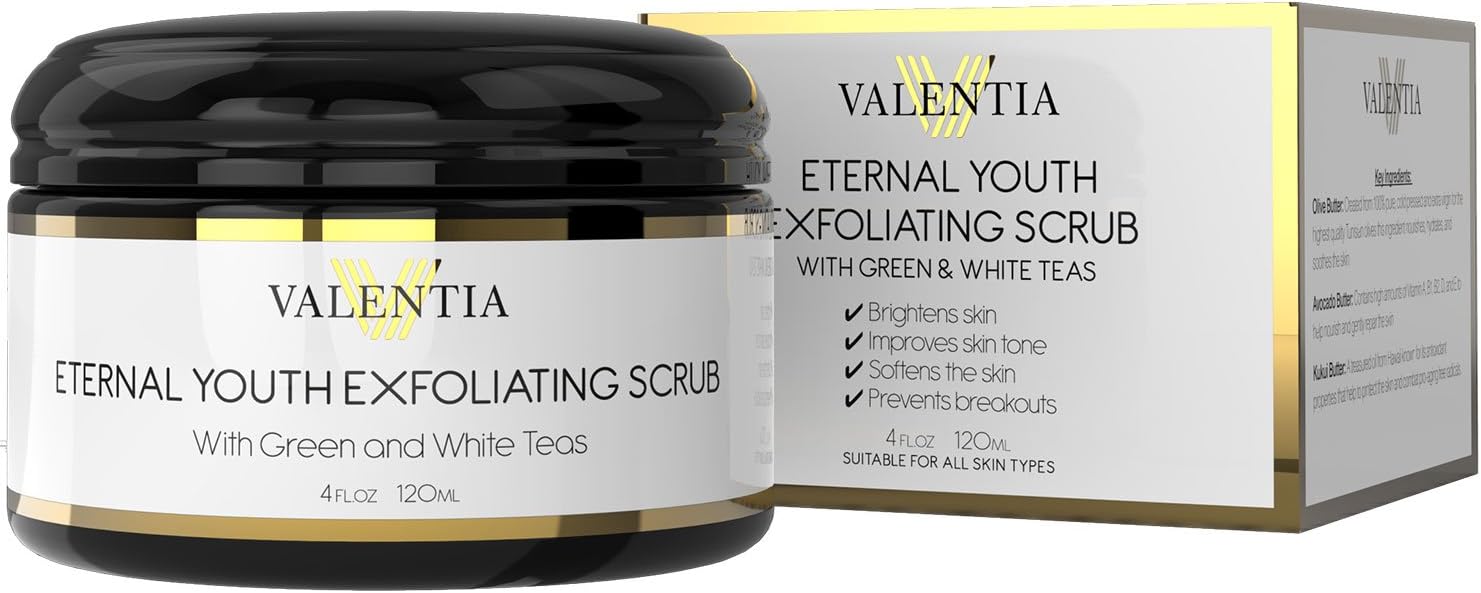 Limited Time Sale! Eternal Youth Exfoliating Scrub -Natural and Organic Ingredients with Green and White Teas + Tropical Butters - 4 Oz