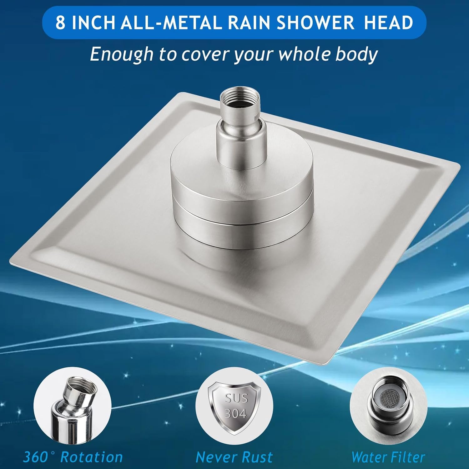 Rain Shower Head with ed - High Flow Lar Rainfall Shower