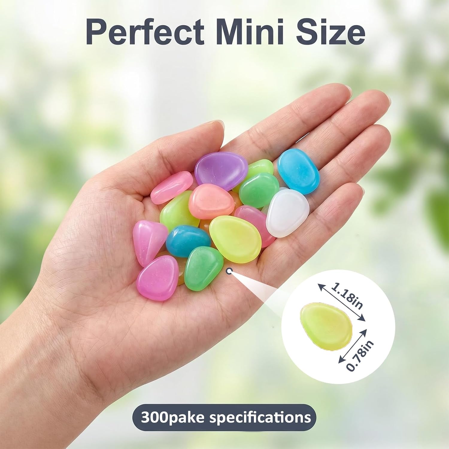 300 Pack Glow in the Dark Rocks Outdoor, Glow Pebbles, Glow in the Dark Pebbles Outdoor for Dark Stepping Rocks Driveway Walkway, Garden Pathway Patio Yard
