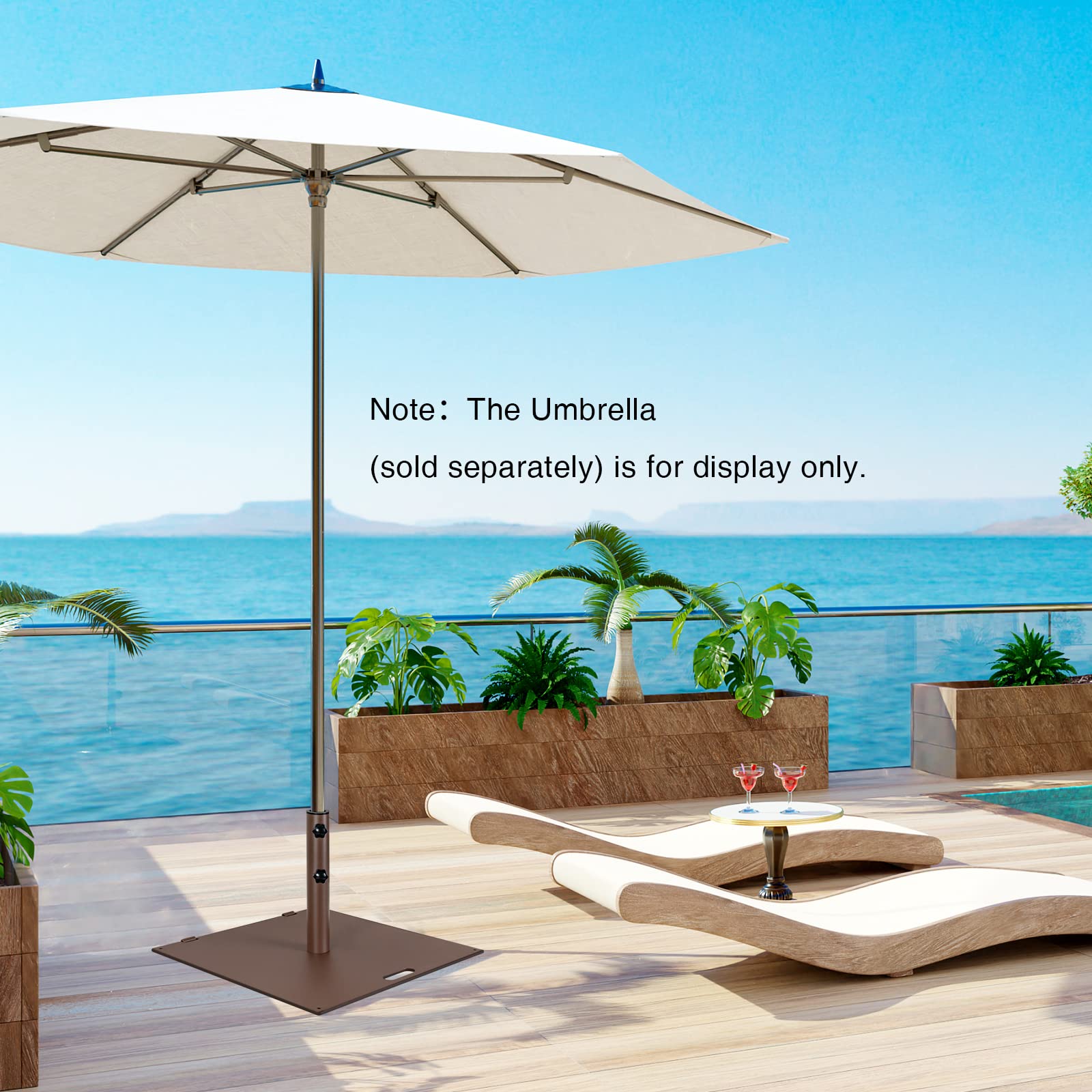 Tangkula 50 LBS Patio Umbrella Stand, Heavy Duty Umbrella Stand w/Wheels & Handle, Fits for 1.6’’-1.9’’ Umbrella Pole, Outdoor Square Umbrella Base for Deck, Pool, Garden, Backyard (Bronze)