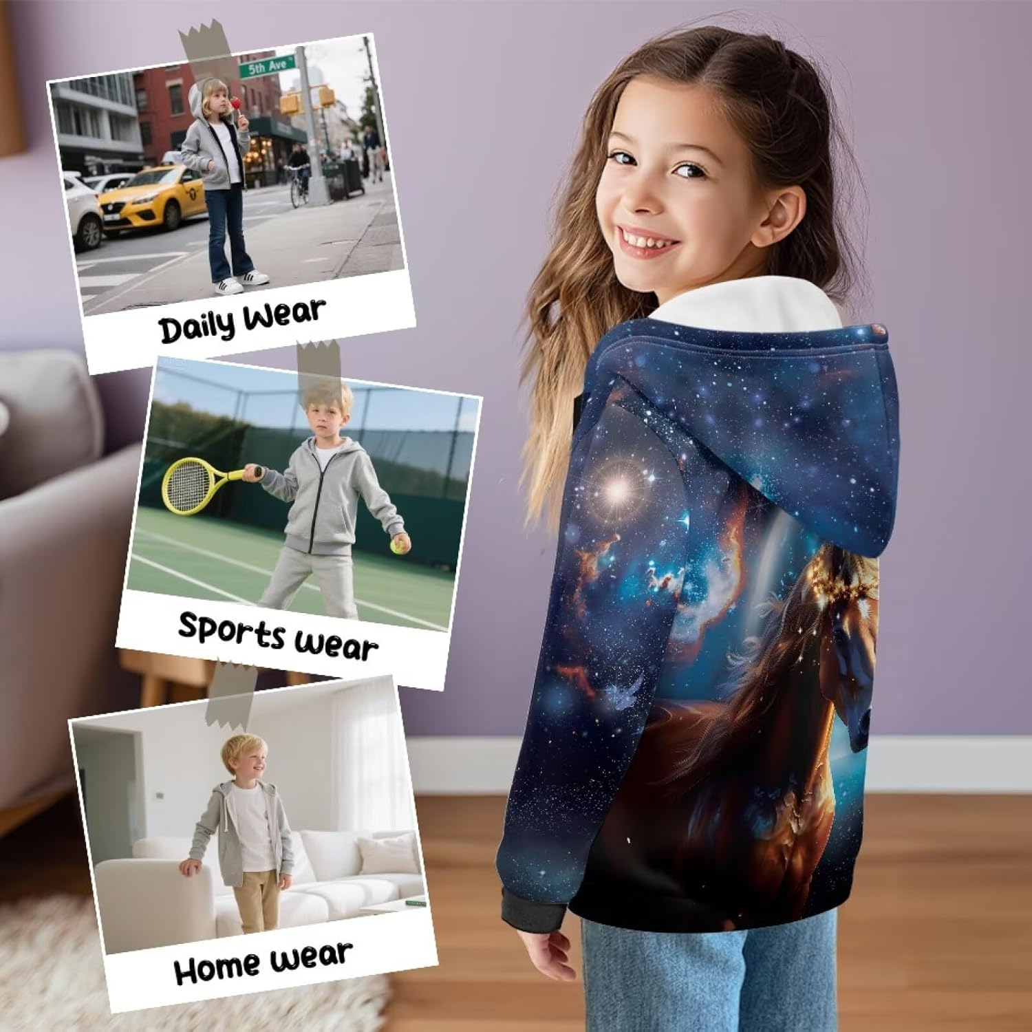 Xpyiqun Hoodies Trendy Zip Up Jackets for Girls 6-16 Years Long Sleeve Sweatshirt Kids Winter Fleece Cardigan