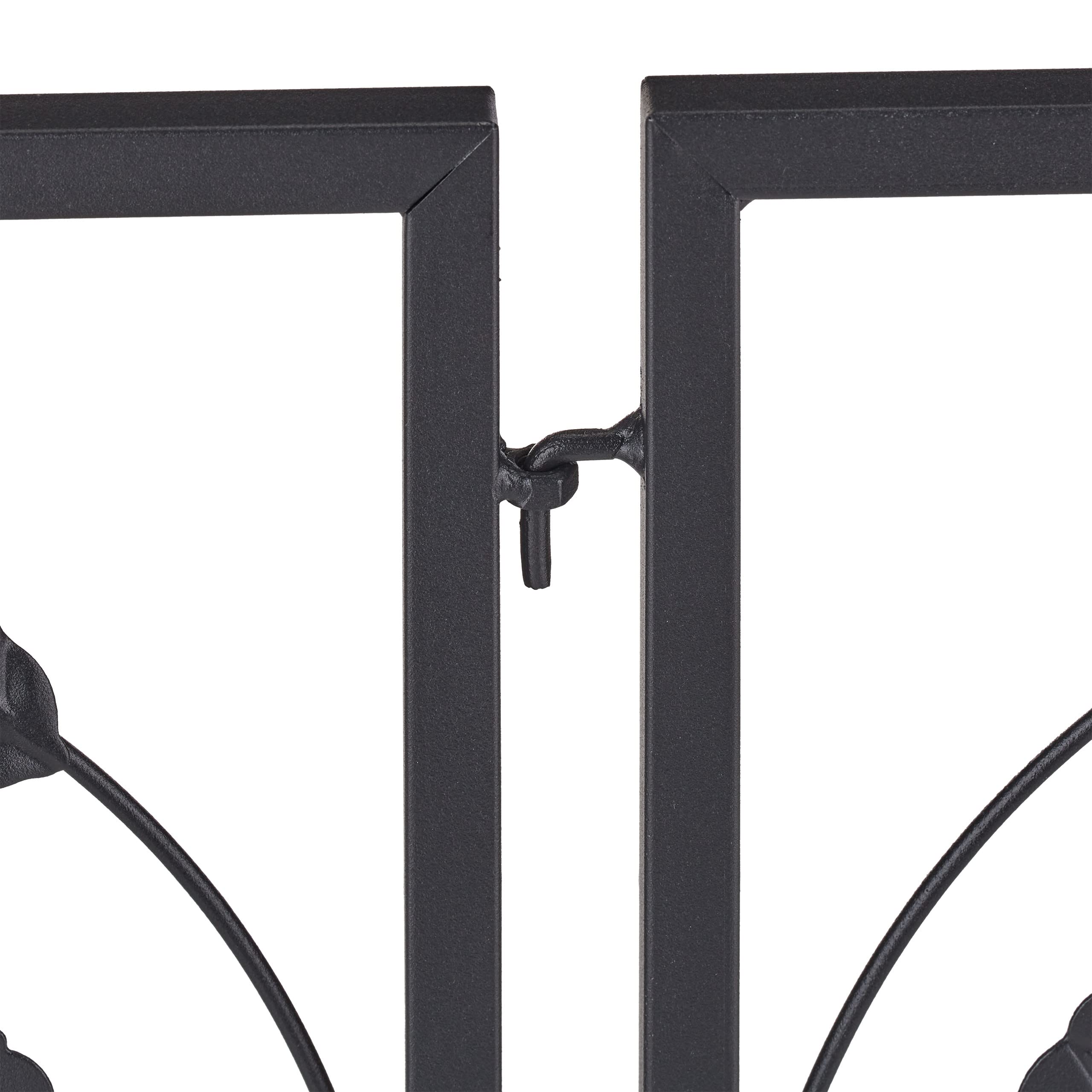 Relaxdays Recinzione per Aiuole, Set 4 Pannelli per Cortile e Giardino, Design Rose e Foglie, Ferro, HL: 60x60 cm, Nero