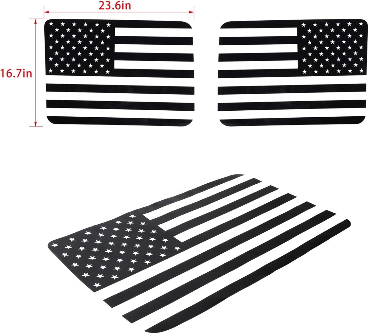 JeCar American Flag Window Decal Vinyl Rear Window Sticker for 2007-2010 Jeep Wrangler JKU (4 Door)