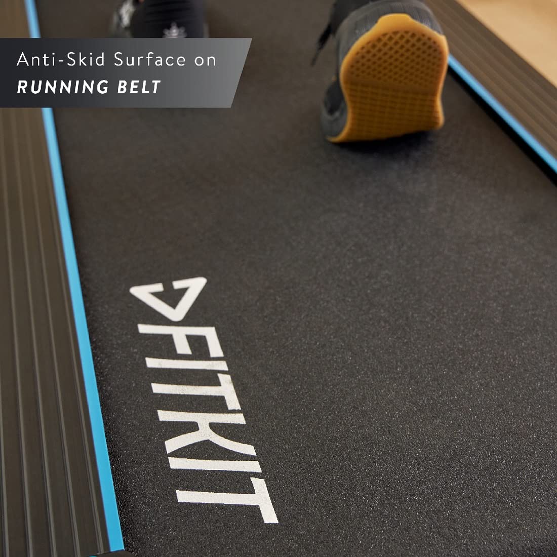 Close-up of the anti-skid running belt surface on the Fitkit FT200S Treadmill.