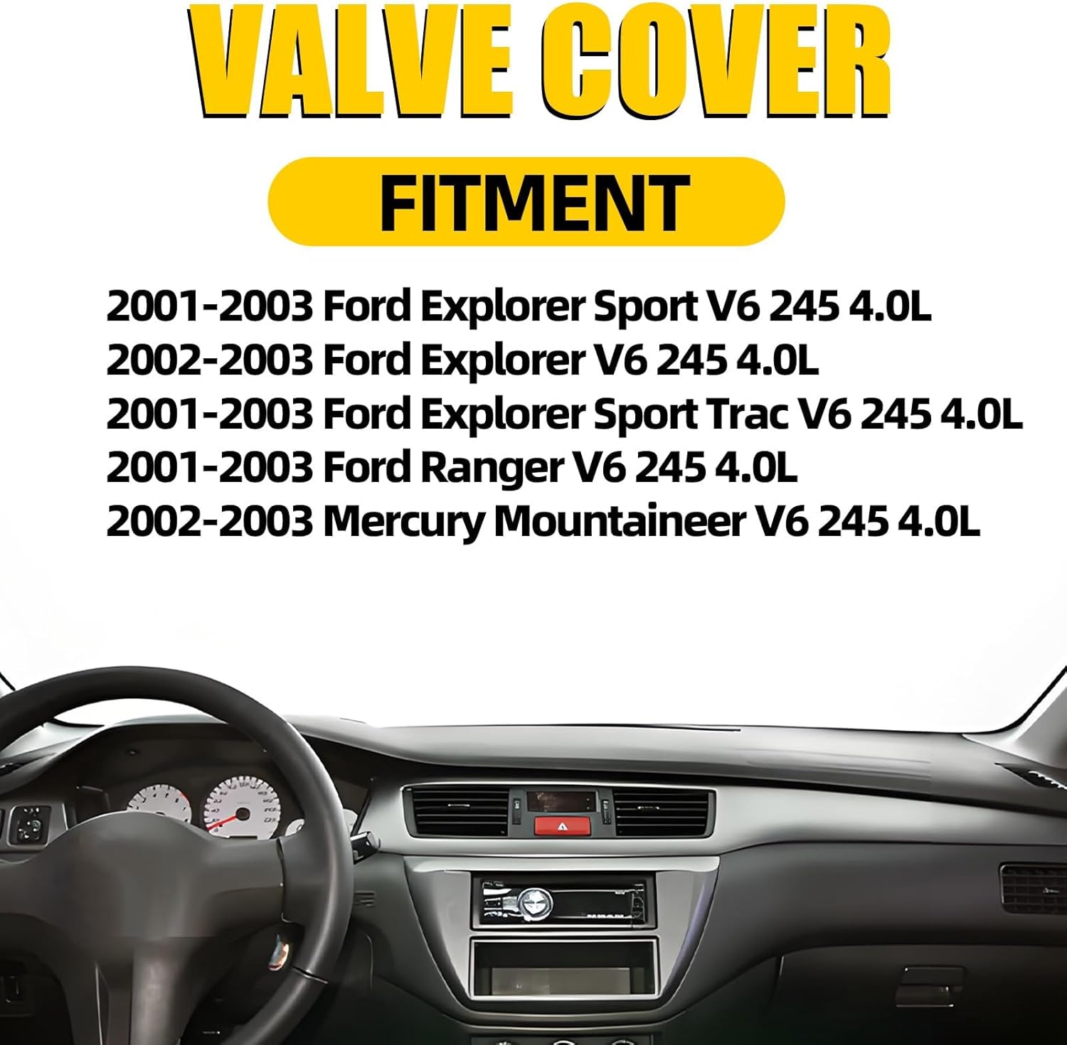 Valve Cover Right Side Compatible with 2001-2003 Ford Explorer Ranger Mercury Mountaineer V6 4.0L Replace 1L2Z-6582-CA 9L1Z6582D 9L1Z6582C 7L1Z6584A