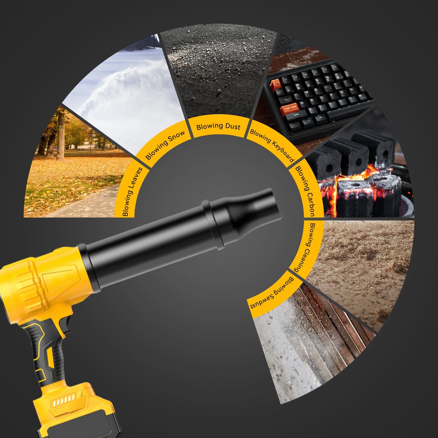 Leaf Blower Cordlesswith Battery and Charger, Lightweight Handheld Leaf Blower, Infinitely Variable Speed, Replacement Nozzle, Leaf Blowers for Patio Cleaning, Lawn Care, Leaves