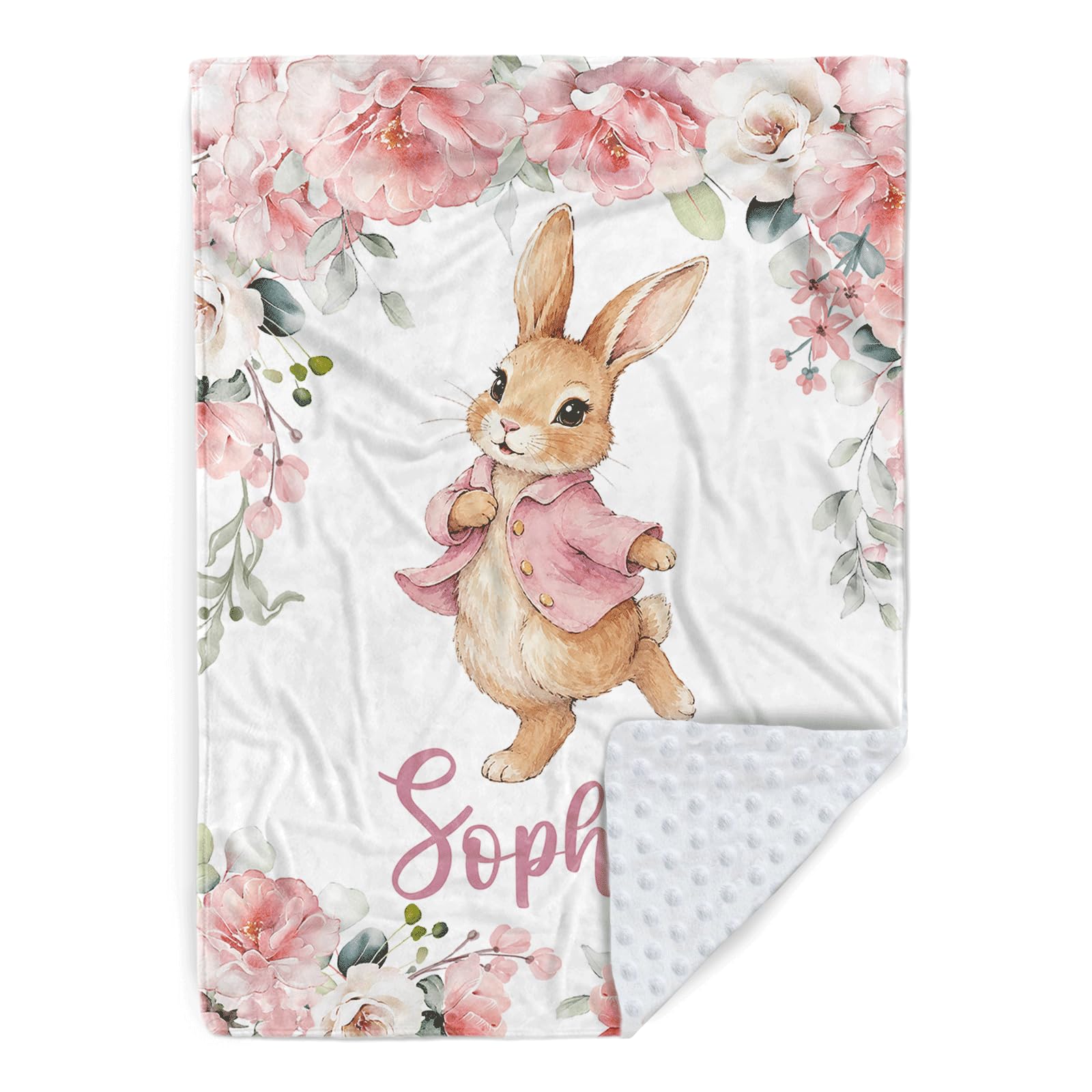 Mybbao Personalized Baby Blanket for Girls, Custom Nursery Blanket with Name, 30 x 40 Inch Soft Minky Blanket for Baby Toddlers, Newborn Print 10 — image 1