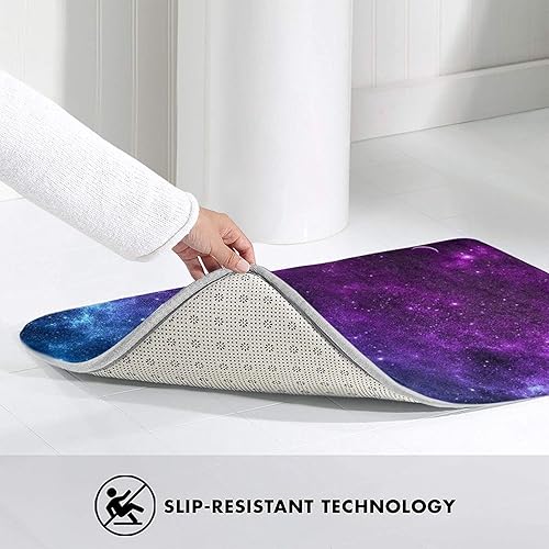 Miniatura 4 de Alfombra de baño azul y morado galaxia para el suelo del baño, alfombrillas de felpa pequeñas, suaves, lavables, antideslizantes, absorbentes,