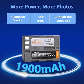 2-Pack EN-EL3e Battery and Fast 20W Dual Charger for Nikon