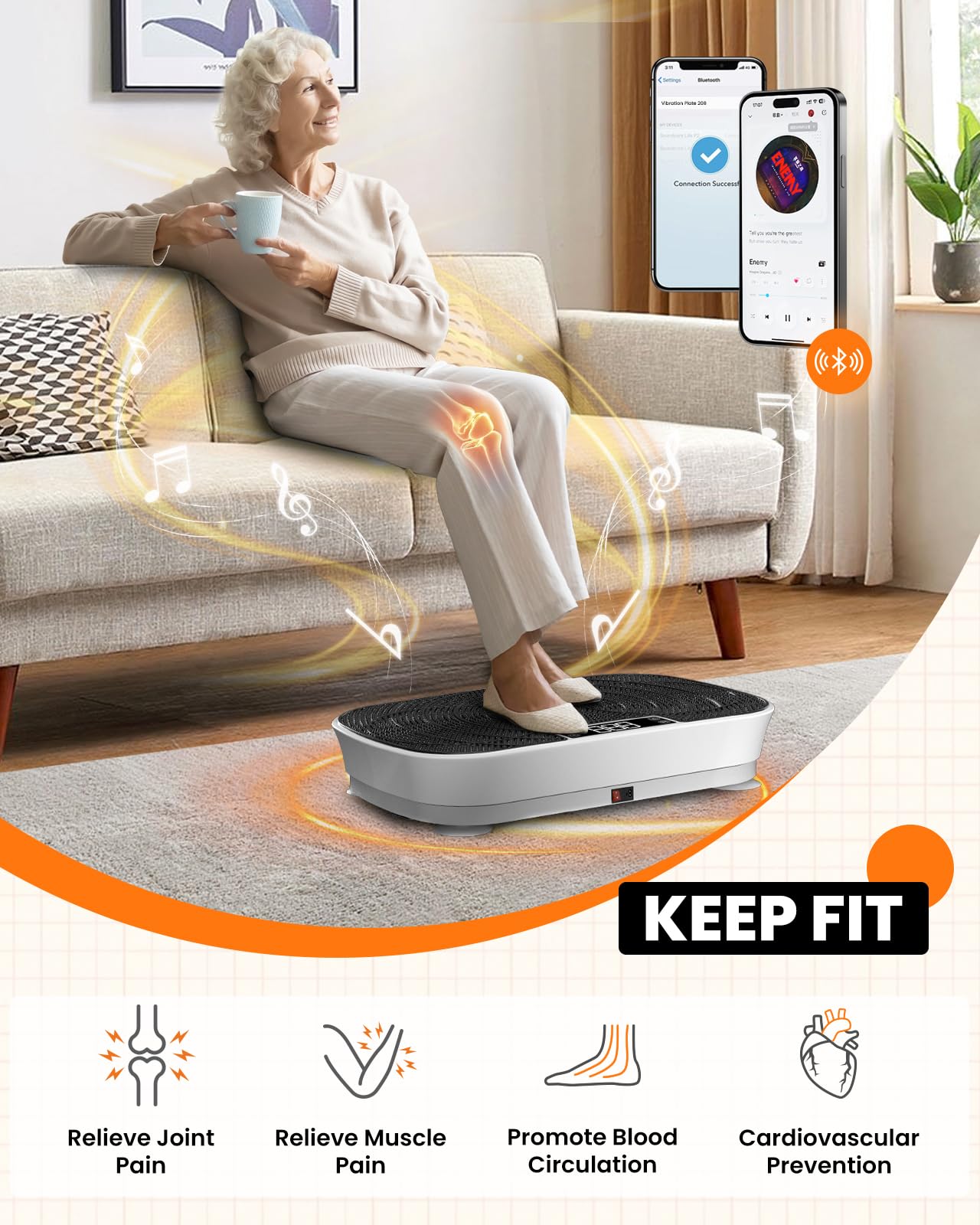 Vibration Plate Exercise Machine - Bluetooth Music & 400LBS Capacity Vibration Plate for Lymphatic Drainage & Weight Loss with 99 Speed Levels, Whole Body Vibration Plate for Home Fitness