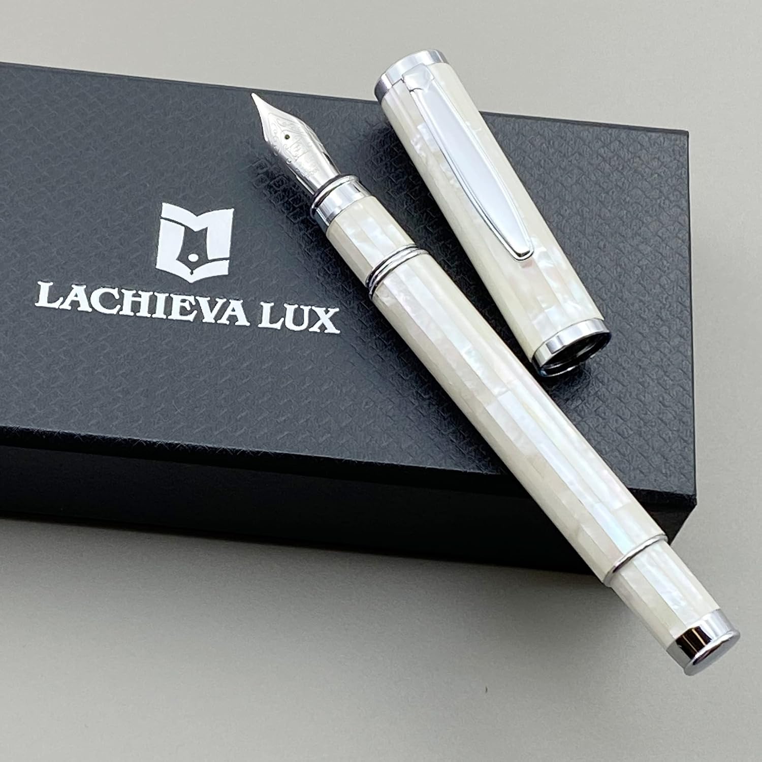 LACHIEVA LUX Mother of Pearl Fountain Pen with German Fine Nib. Luxury Pen for Every Holiday. Premium Writing Gift Set for Men and Women - Image 5