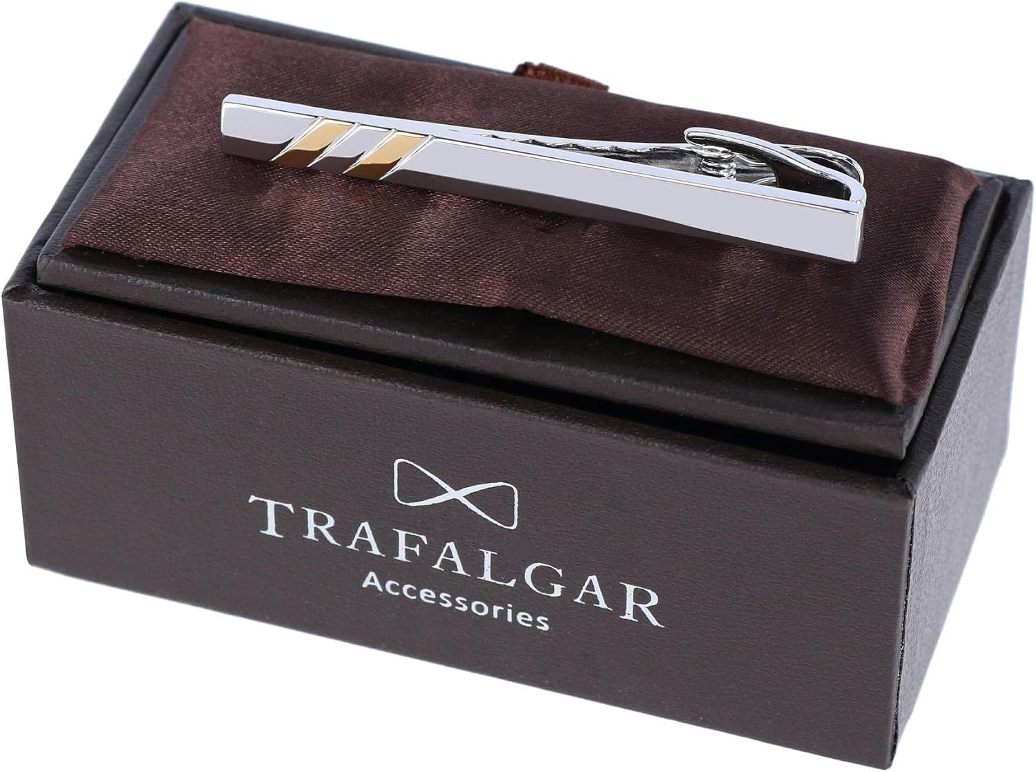 Trafalgar Men's Rhodium and Gold Detailed Tie Bar