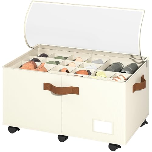 Foyego Shoe Organizer for Closet, Shoe Storage Organizer with Wheels