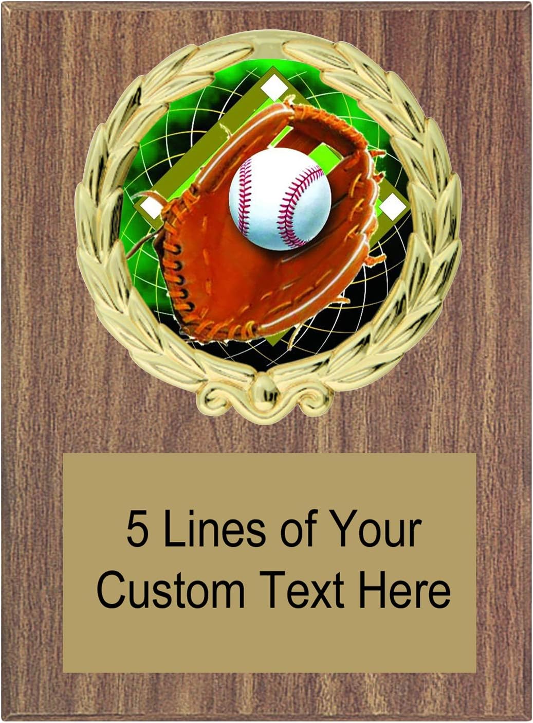 Express Medals 5x7 Walnut Color Baseball Glove Plaque Award Trophy with Engraved Plate FCL408