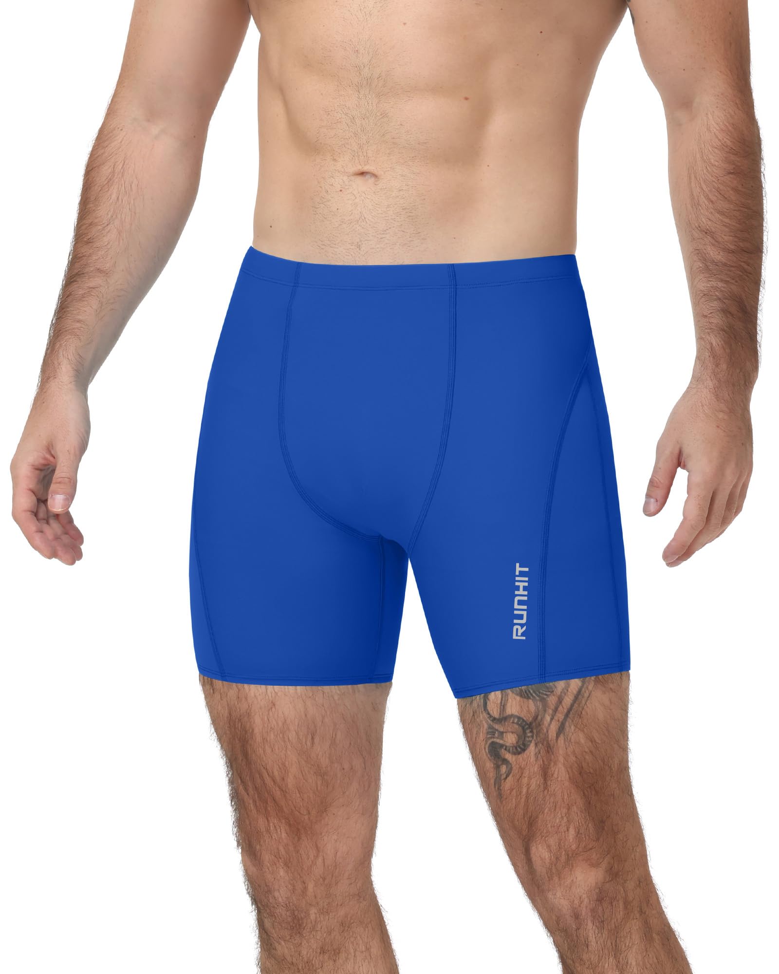 Runhit Badehose Herren Lang Enganliegend, Schnelltrocknende Schwimmhose 6–8 Zoll, Elastische Badehose mit Kordelzug für Schwimmen & Wassersport