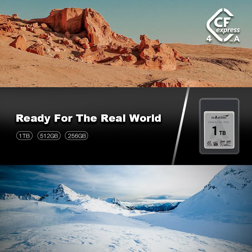 Exascend Scheda Essential Pro CFexpress TypeA 4.0 da 512 GB/lettura: 1800 MB/s, scrittura: 1650 MB/s