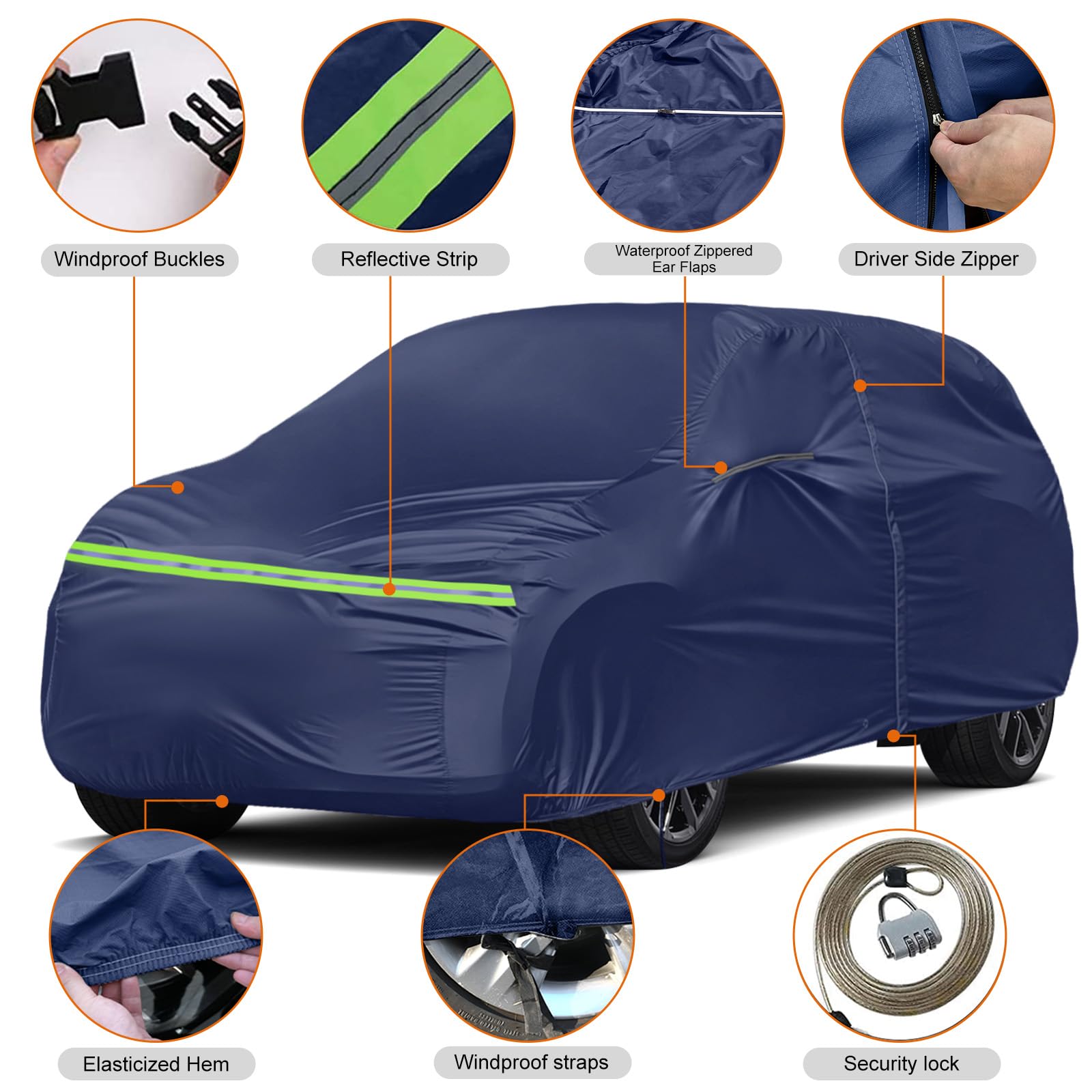 Bache Voiture Exterieur imperméable pour Land Rover Range Rover Sport 2005-2026, Voiture Housse de Protection, Auto Couverture pour Hiver Été, Tout Temps Housse Extérieur, Bleu