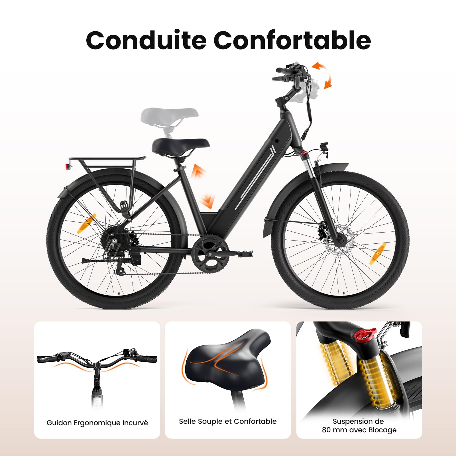 Touroll J1/J1 St/J1 Pro Vélo Électrique 27.5" Adulte, Autonomie 100KM, Moteur 250W, Batterie 15.6AH, E-Bike Trekking