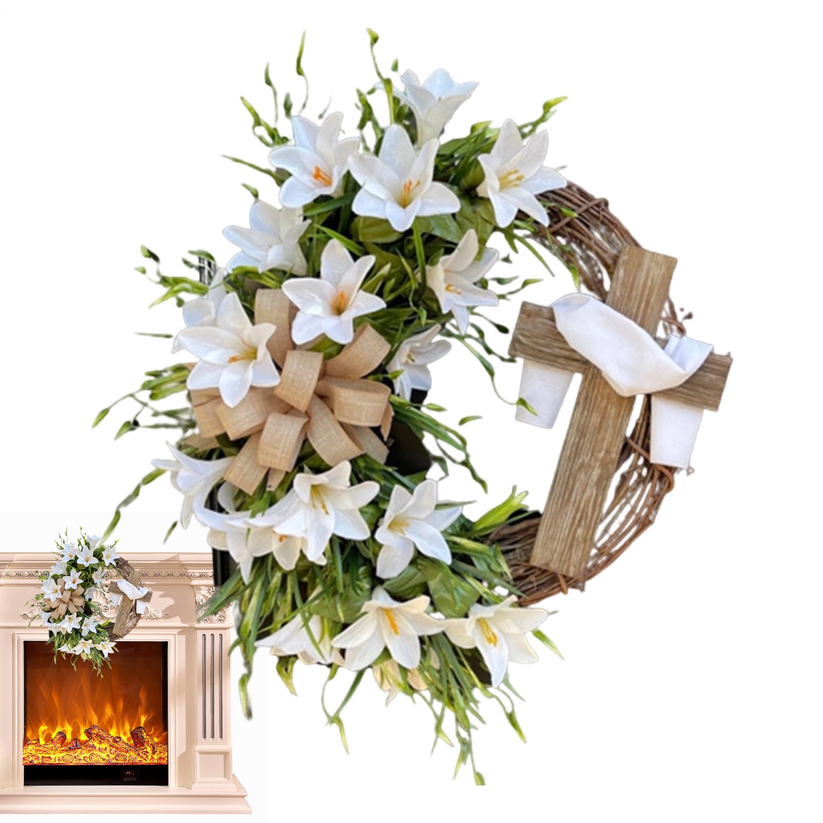 Couronne de Pâques et croix de lys blanc pour sublimer votre entrée festive