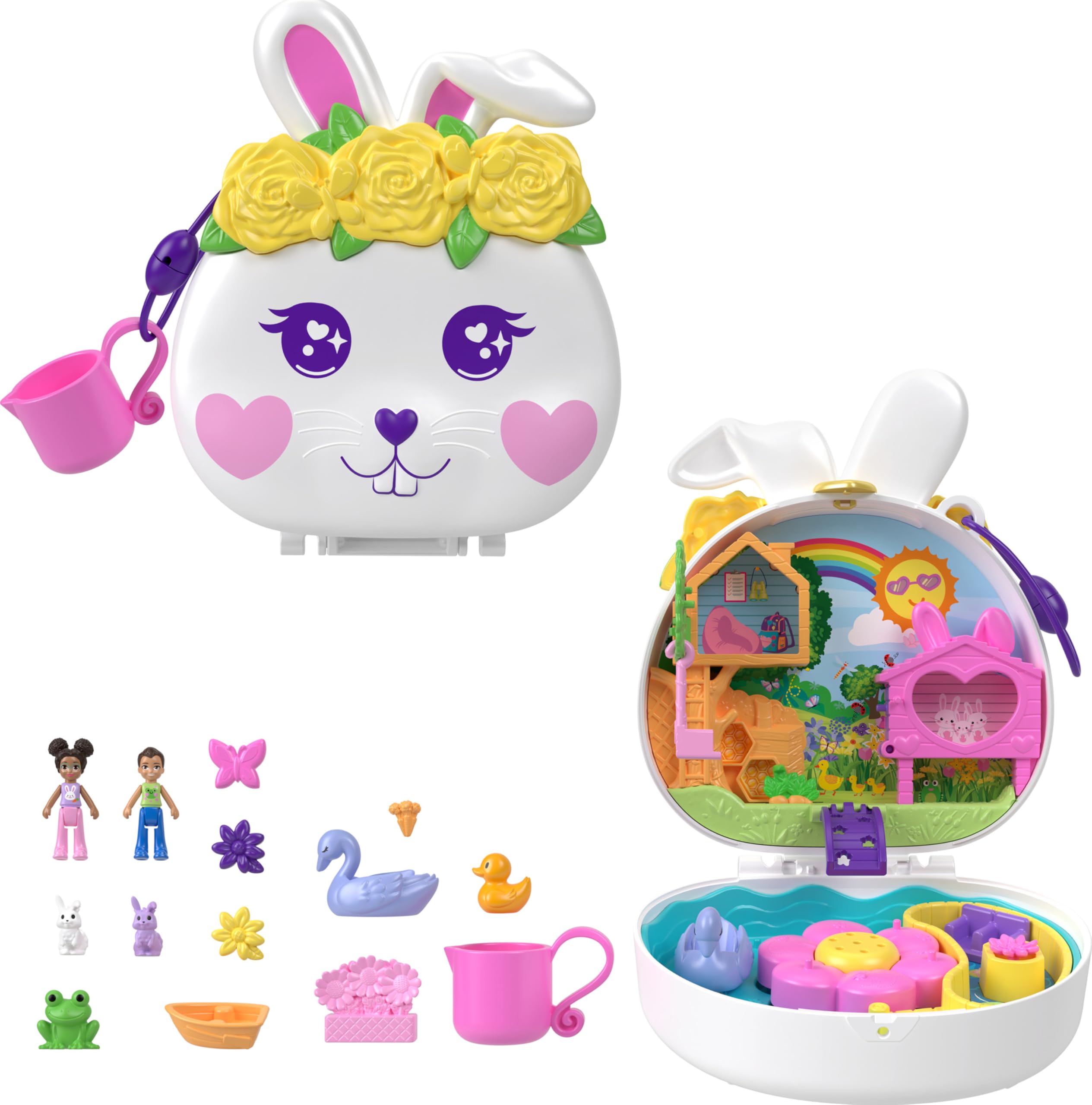 Polly Pocket Compact Playset, Flower Garden Bunny with 2 Micro Dolls, Color Change & Water Play (B0BLJTJBV5) Amazon Price History, Amazon Price Tracker