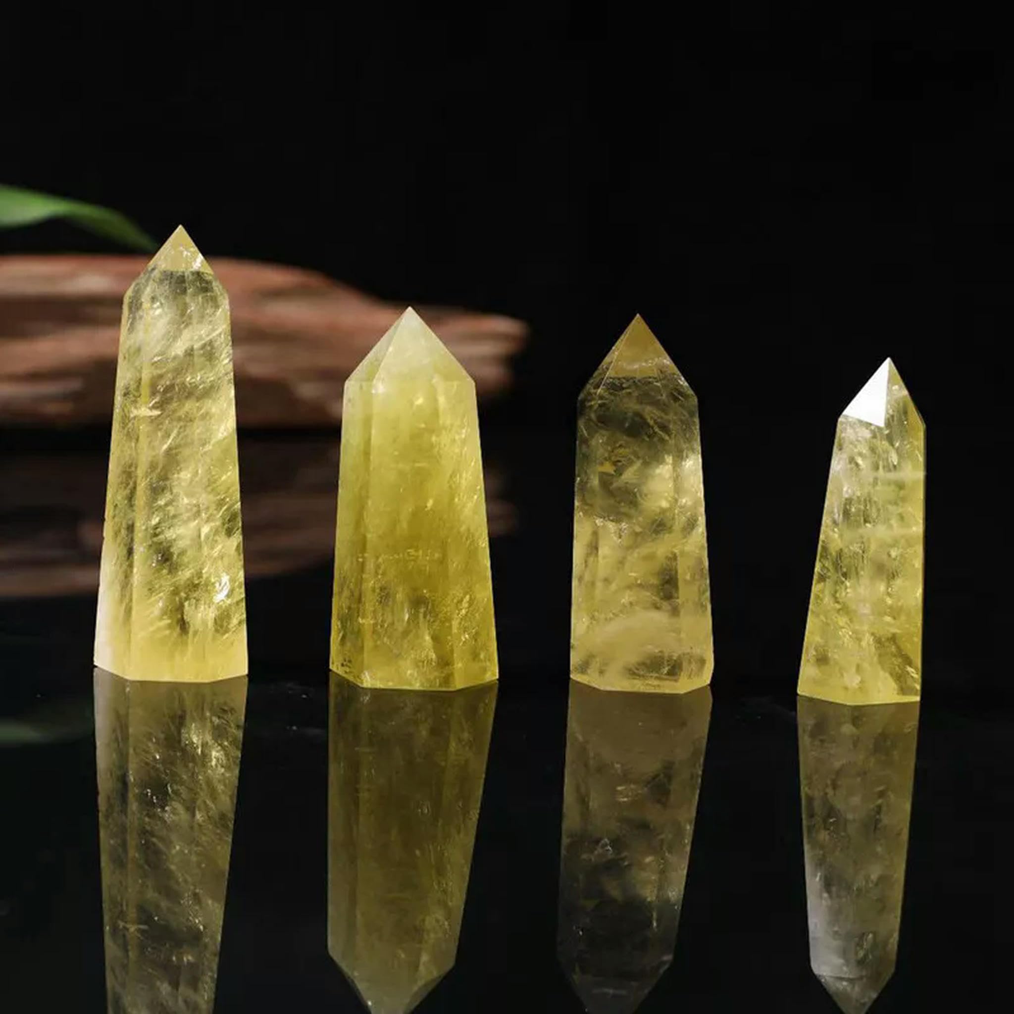Citrine naturelle de Madagascar : collection de 5 pointes en cristal de quartz limpide