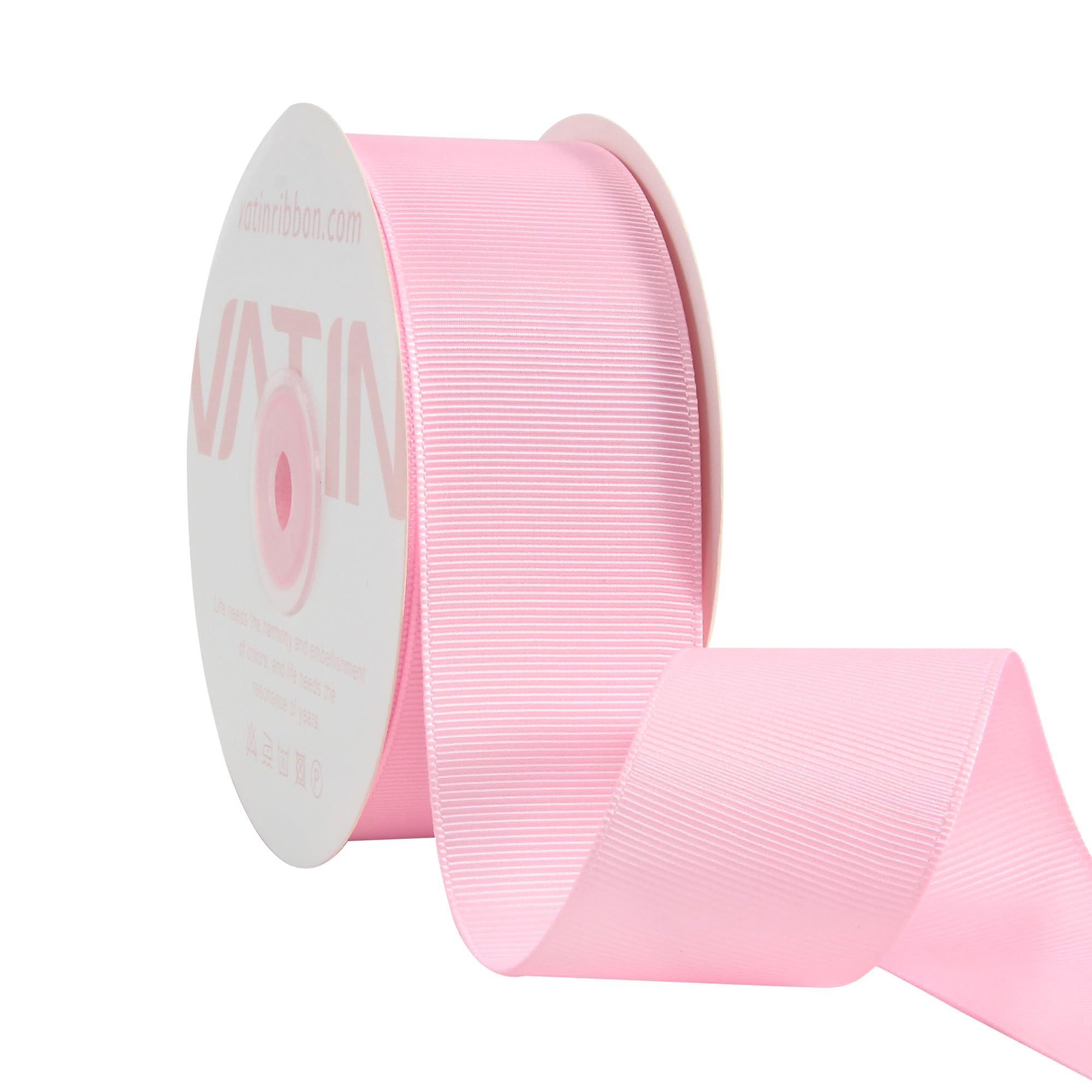 VATIN 38 mm Solid Light Pink Grosgrain Ribbon Spool -23 Metres, Great for Sewing Gift Wrapping, Hair Bows, Flower Arranging