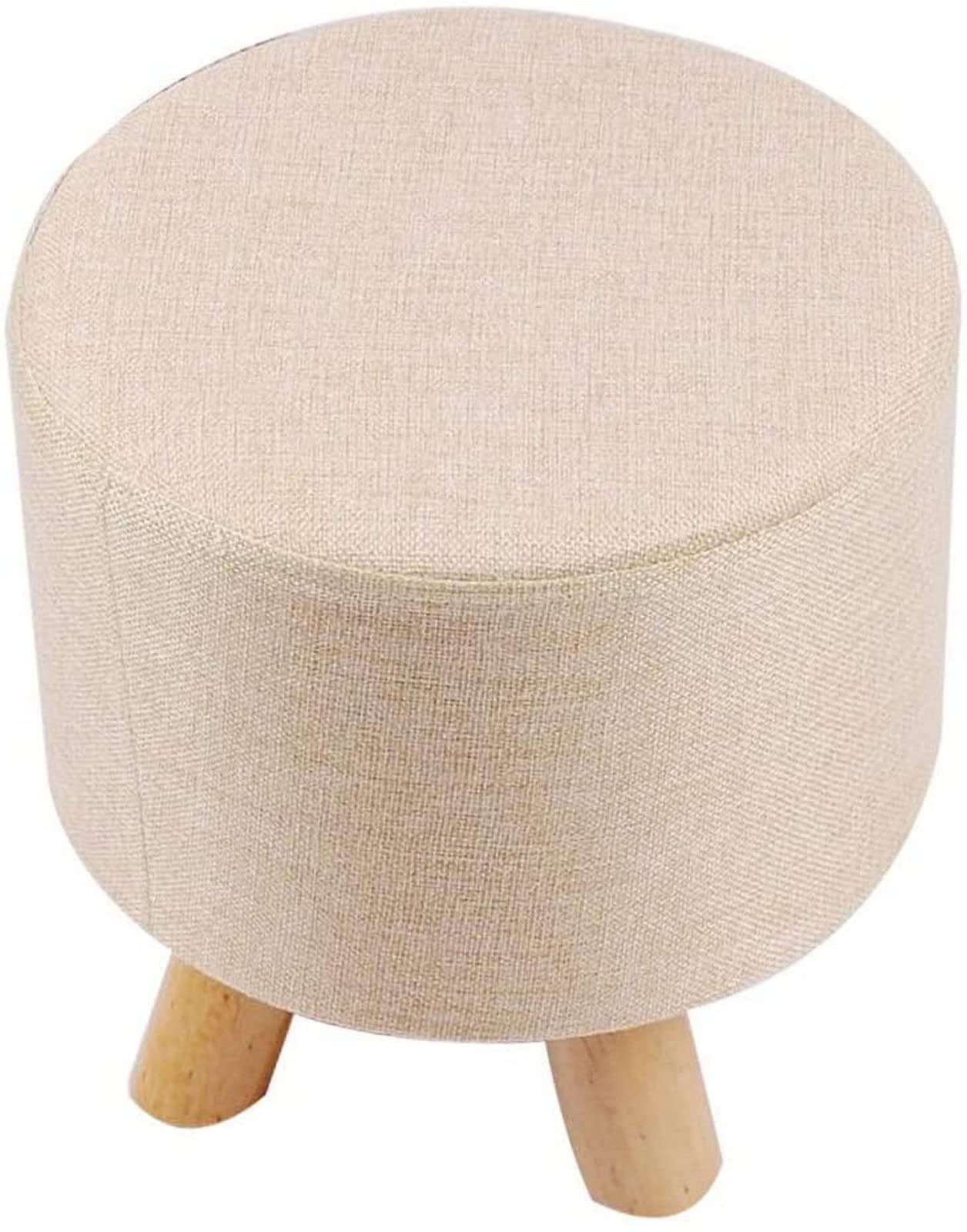 Repose-pieds en bois de qualité supérieure avec rembourrage artisanal beige