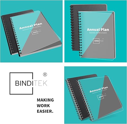 Vista 18 de Binditek Paquete de 50 cubiertas de polietileno esmerilado de 20 mil, cubiertas de encuadernación semitransparentes, 8-1/2 x 11 pulgadas, acabado