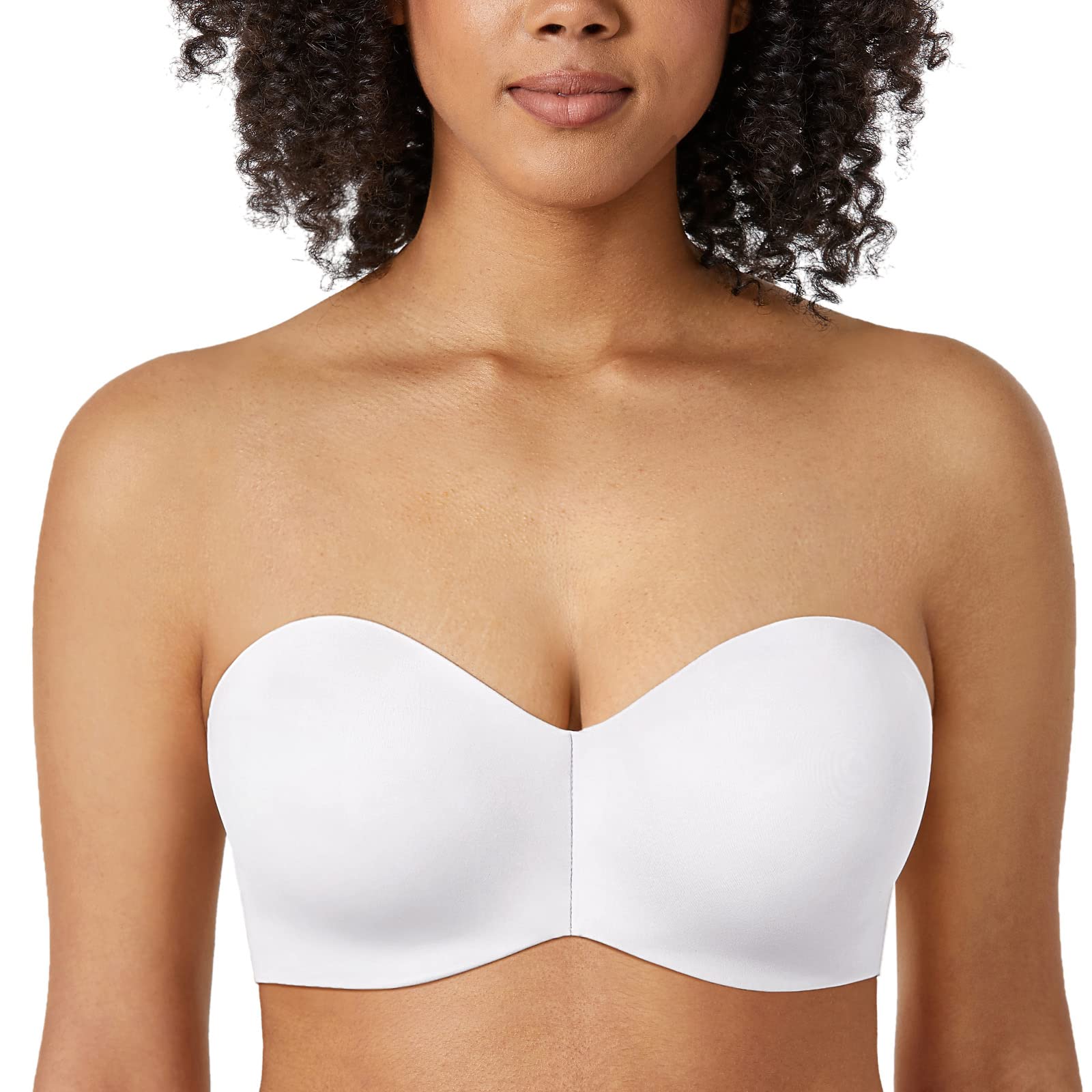 Delimira Women's White Bandeau Bra Underwire Non Padded Minimiser Strapless Bras 36C