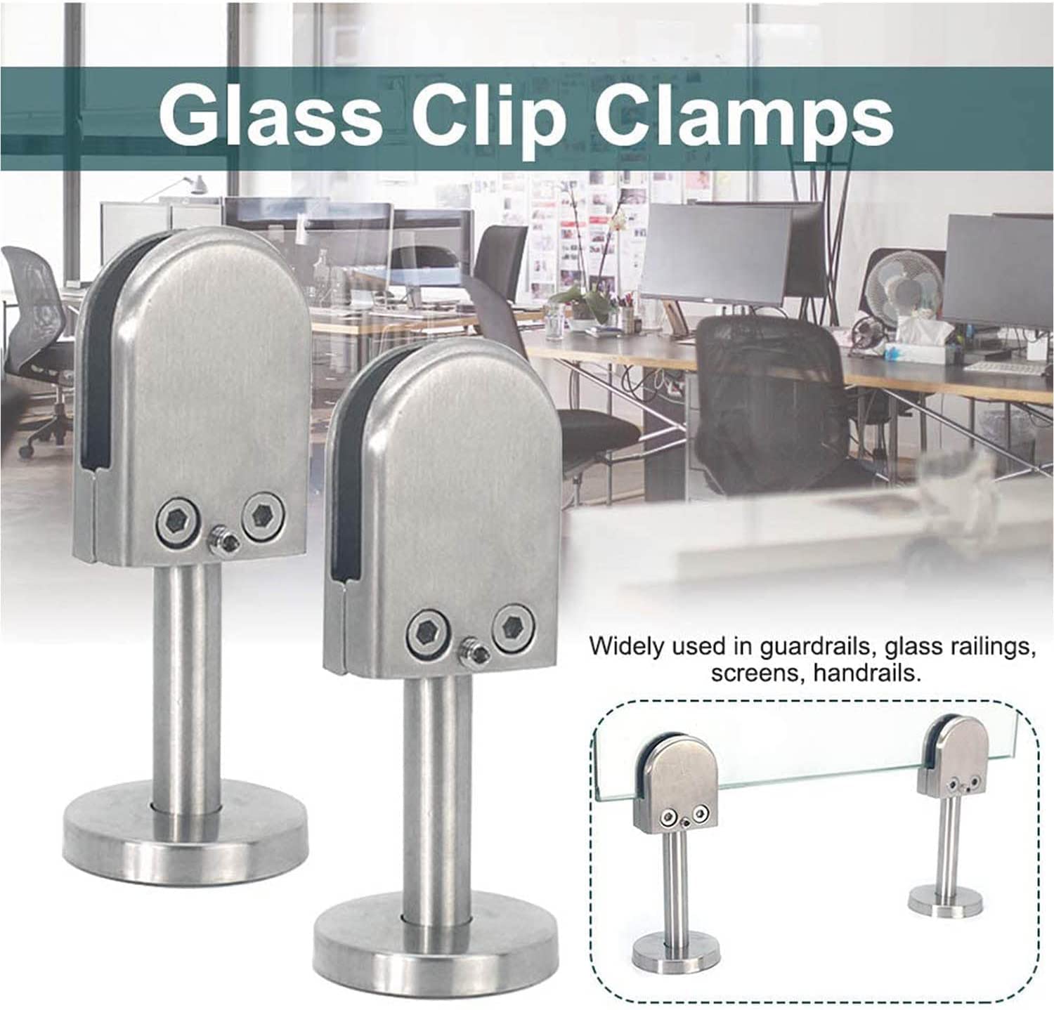 Abrazadera de cristal 14 piezas de acero inoxidable abrazaderas de vidrio forma U soporte de vidrio ajustable 8-10-12mm Clips para puerta de vidrio vidrio piso abrazadera estabilizar