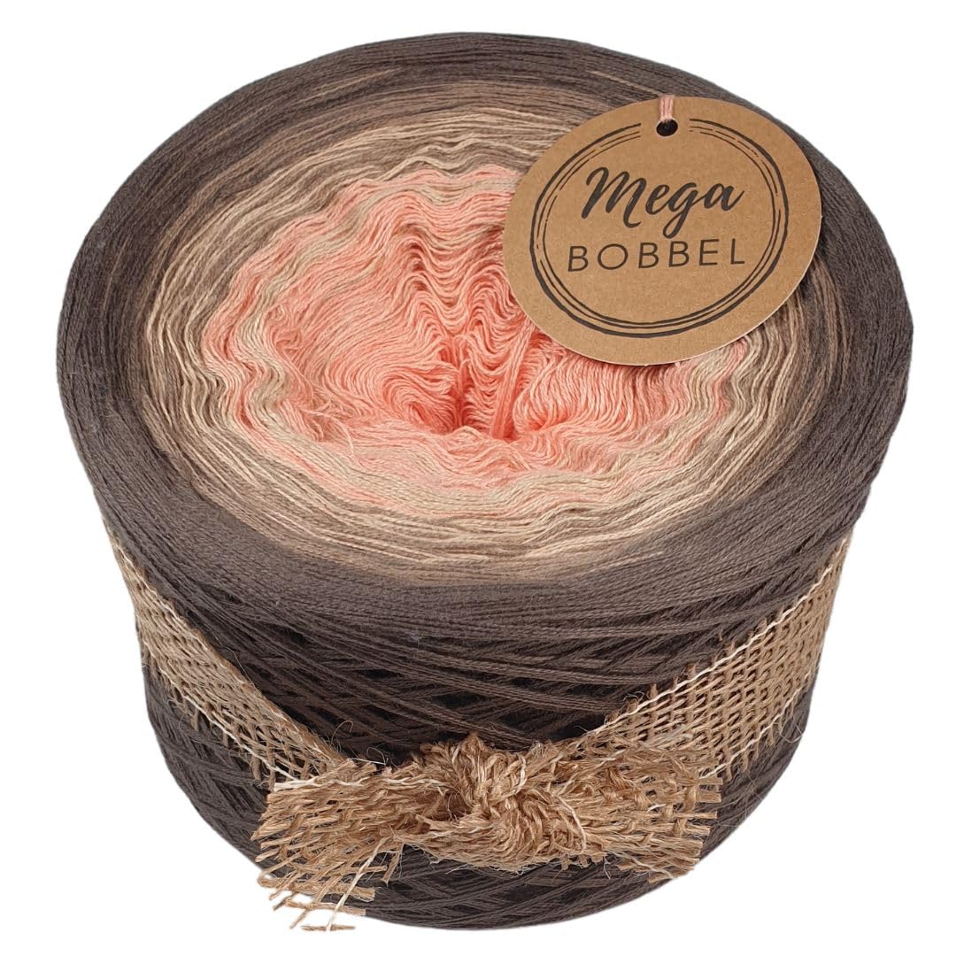 MegaBobbel*Geheimnis*A382* (Außenfarbe: Taupe) Farbverlaufsgarn - Lace Garn Bobbel Wolle zum Häkeln & Stricken (4 fädig, 3750m)