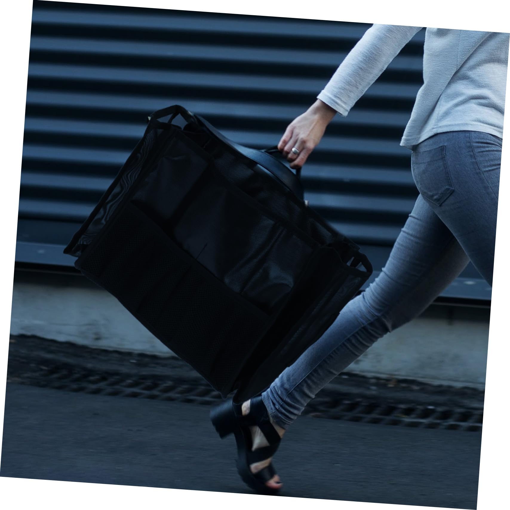 Marsupio Porta Pennelli Professionale, Borsa Cosmetica Nera in Garza, Capienza Grande, Resistente e Allungabile per Make-up Artist