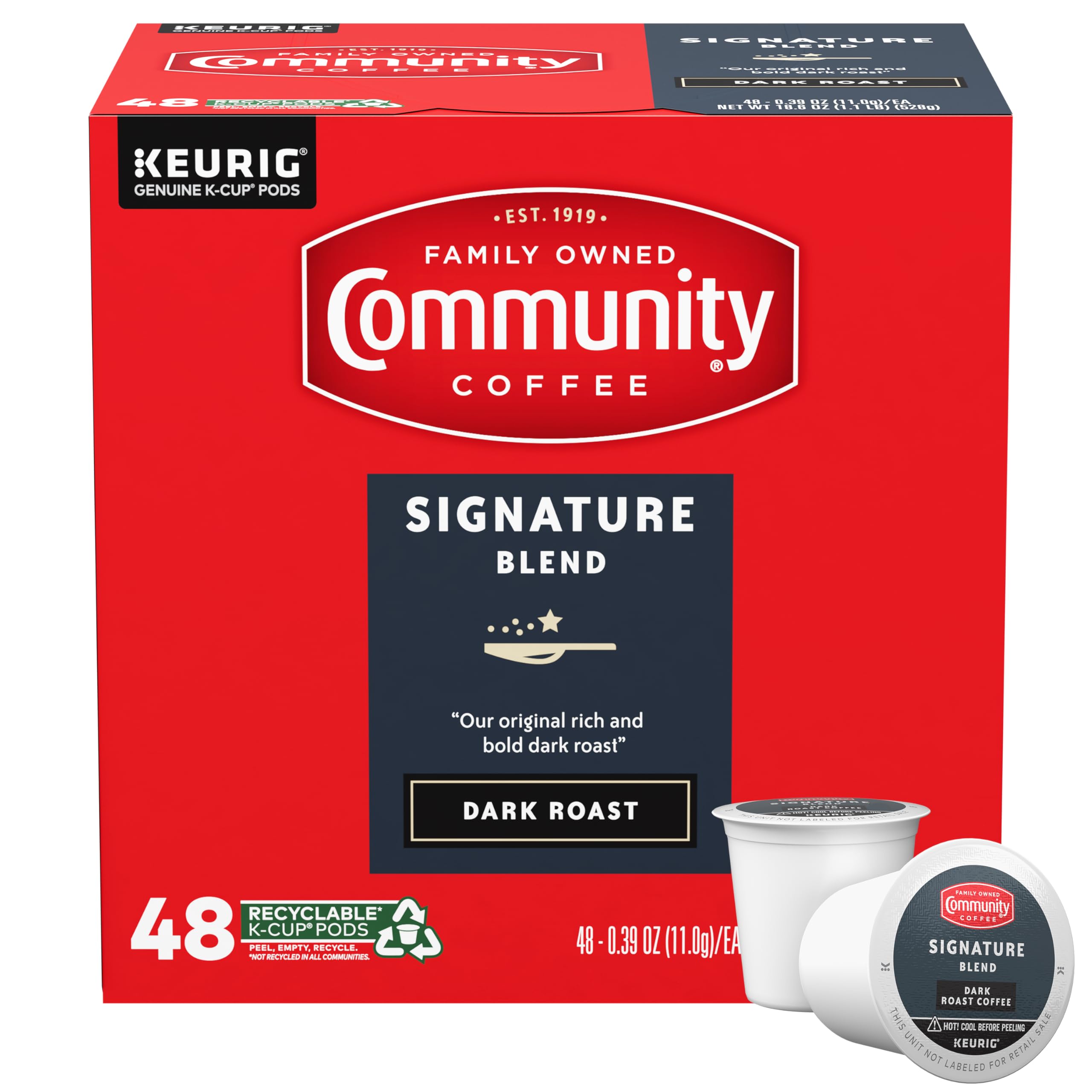 Community Coffee Signature Blend Dark Roast Keurig K-Cup Pods pojedyncza porcja 48 sztuk (1 opakowanie)