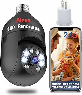 3MP Optiguard Light Bulb Camera 360° Wifi Outdoor&Indoor 2.4GHz,Color Day&Night,Light Socket Security Camera Motion Detection,Wireless Light bulb 1 Month Free Cloud Storage