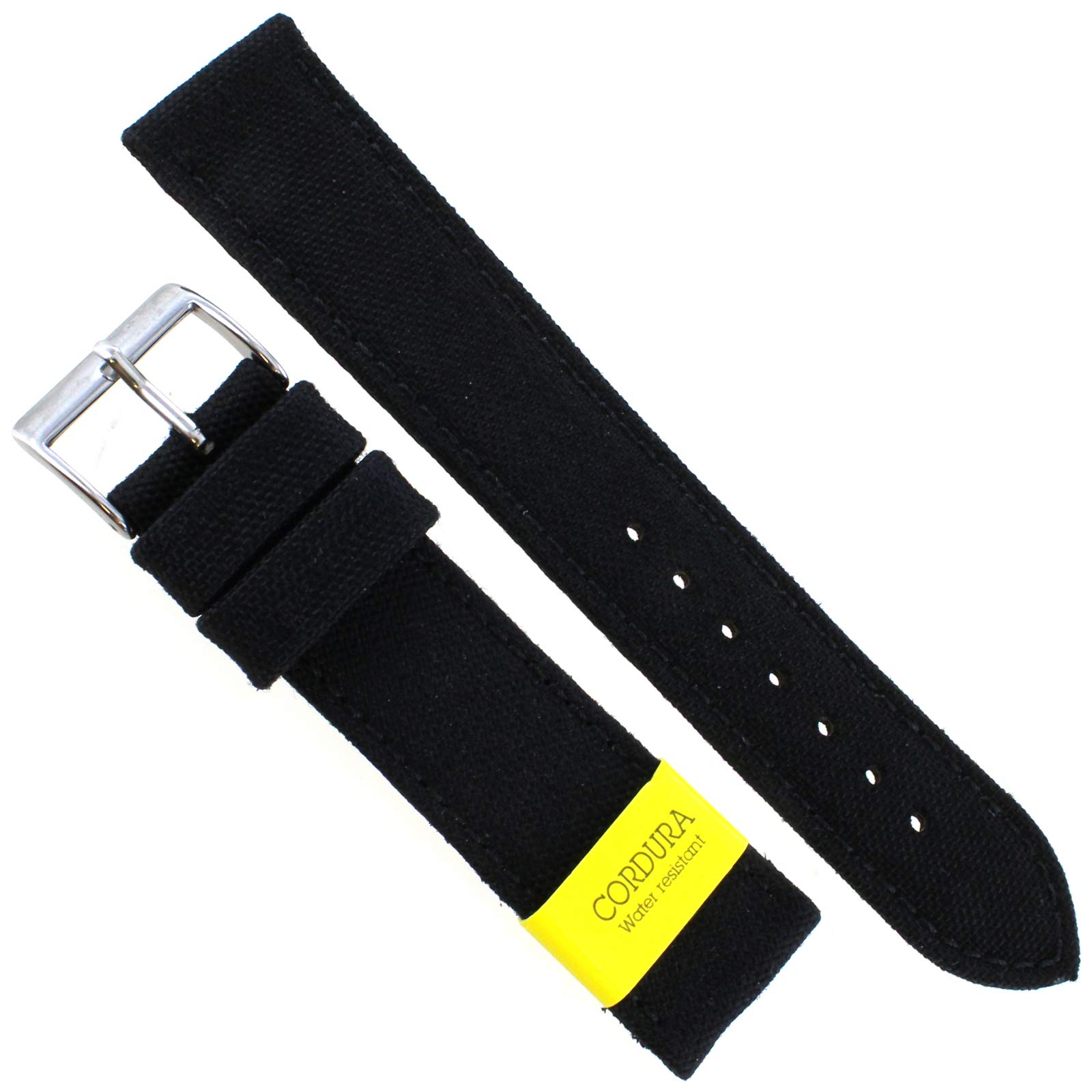 Morellato 18mm Padded Stitched Genuine Cordura Canvas Black Watch Band Strap