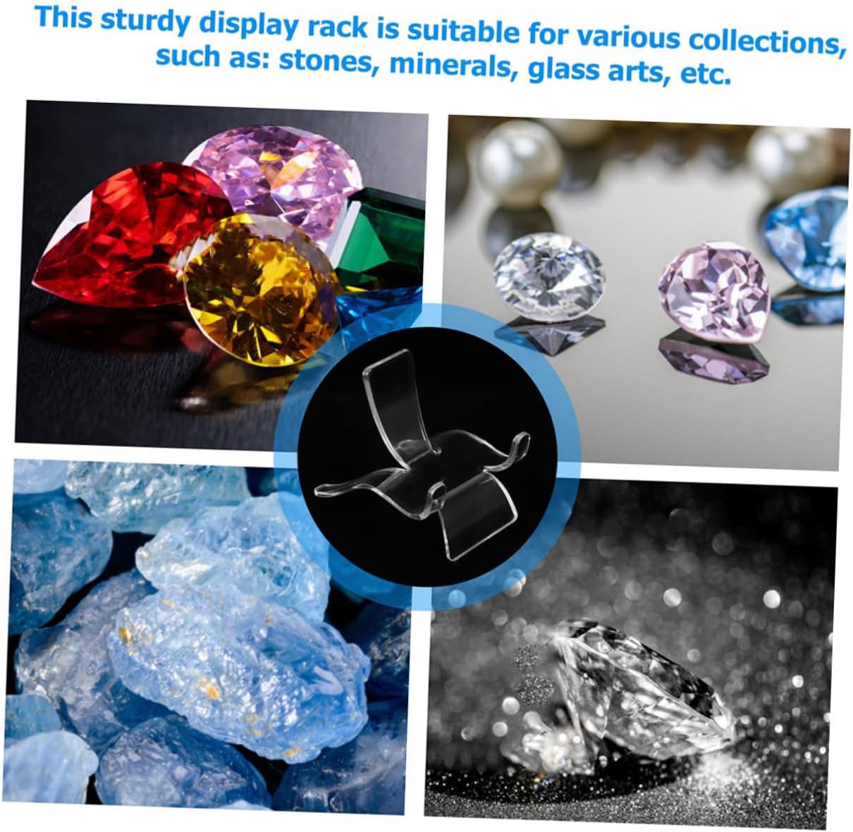 Mobestech Acrylic Mineral Display Stand 10Pcs for Small Rocks and Crystals